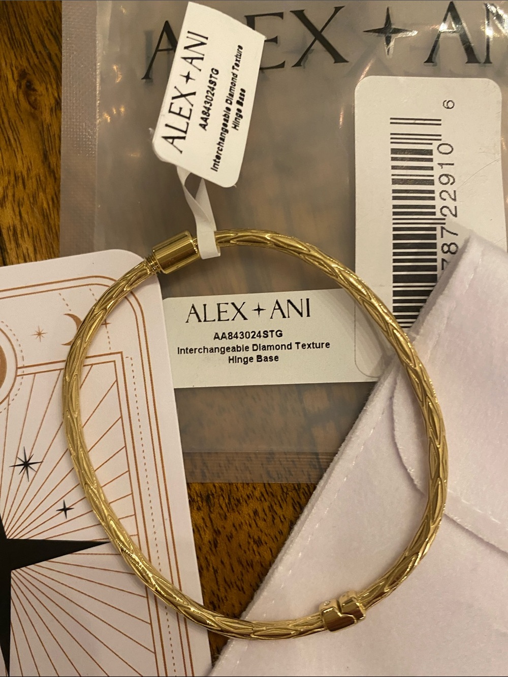 Alex and Ani Gold Interchangeable Diamond Texture Hinge Bracelet-SS - Picture 2 of 8